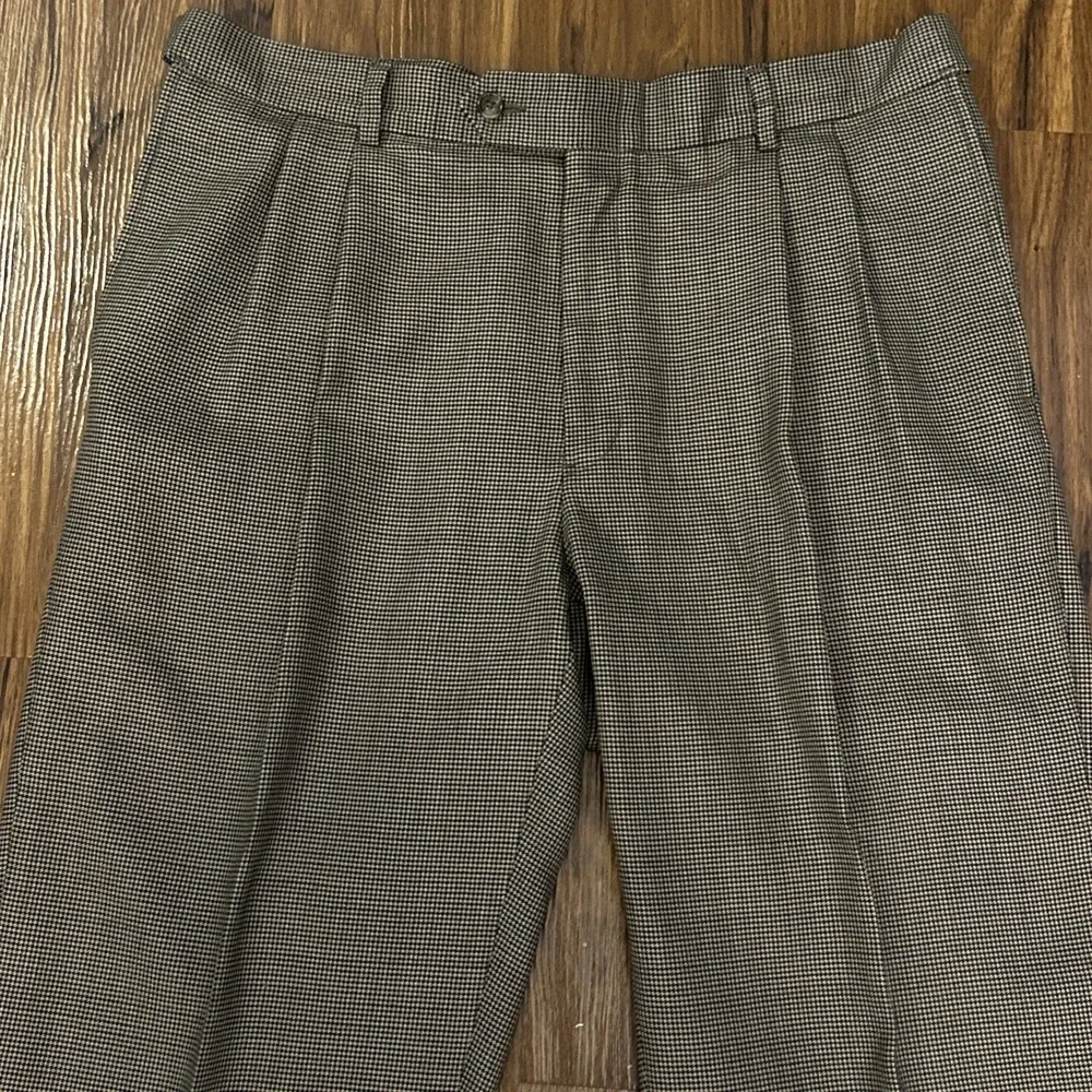 Hart Schaffner Marx Mens Dress‎ Pants 34R (36x29) Houndstooth Pleated 100% Wool